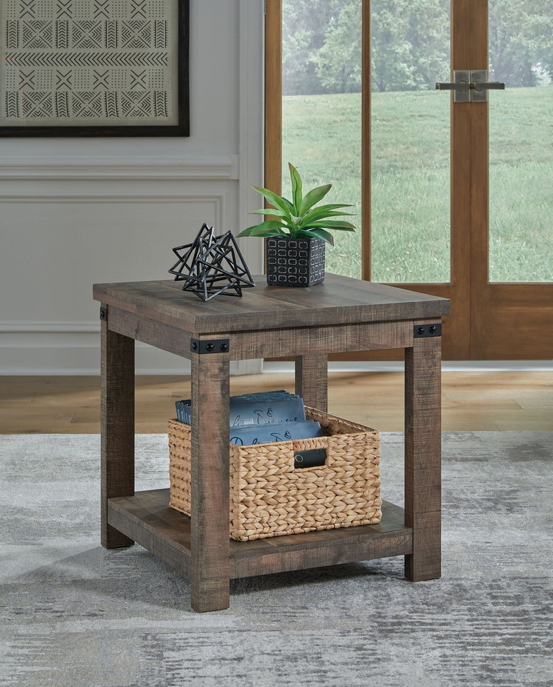Hollum - Rustic Brown - Square End Table - JaxCo Furniture