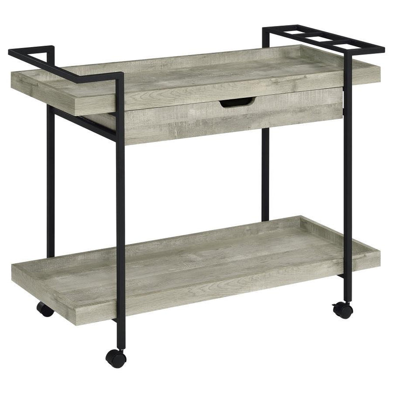 Ventura - 1-Drawer Engineered Wood Bar Cart - Gray Driftwood - JaxCo Furniture