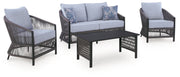 Bridges Beach - Loveseat, Lounge Chairs, Table Set (Set of 4) - Gray - JaxCo Furniture