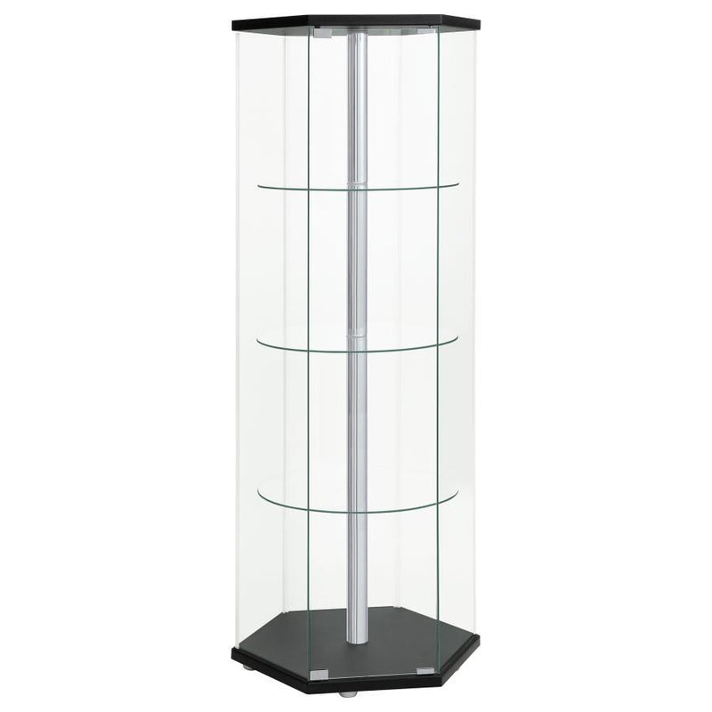 Zahavah - 4-Shelf Hexagonal Clear Glass Curio Cabinet - JaxCo Furniture