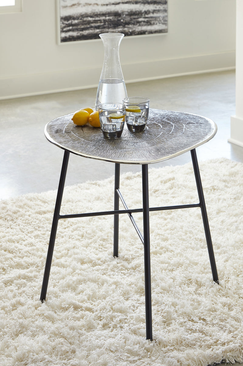 Laverford - Chrome / Black - Round End Table - JaxCo Furniture