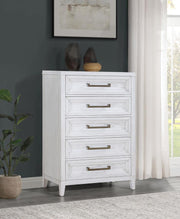 Marielle - 5-Drawer Bedroom Chest - Distressed White - JaxCo Furniture
