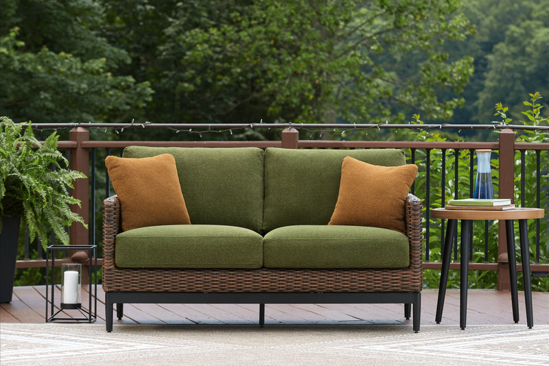 Horizon Hall - Brown / Green - Loveseat With Cushion - JaxCo Furniture