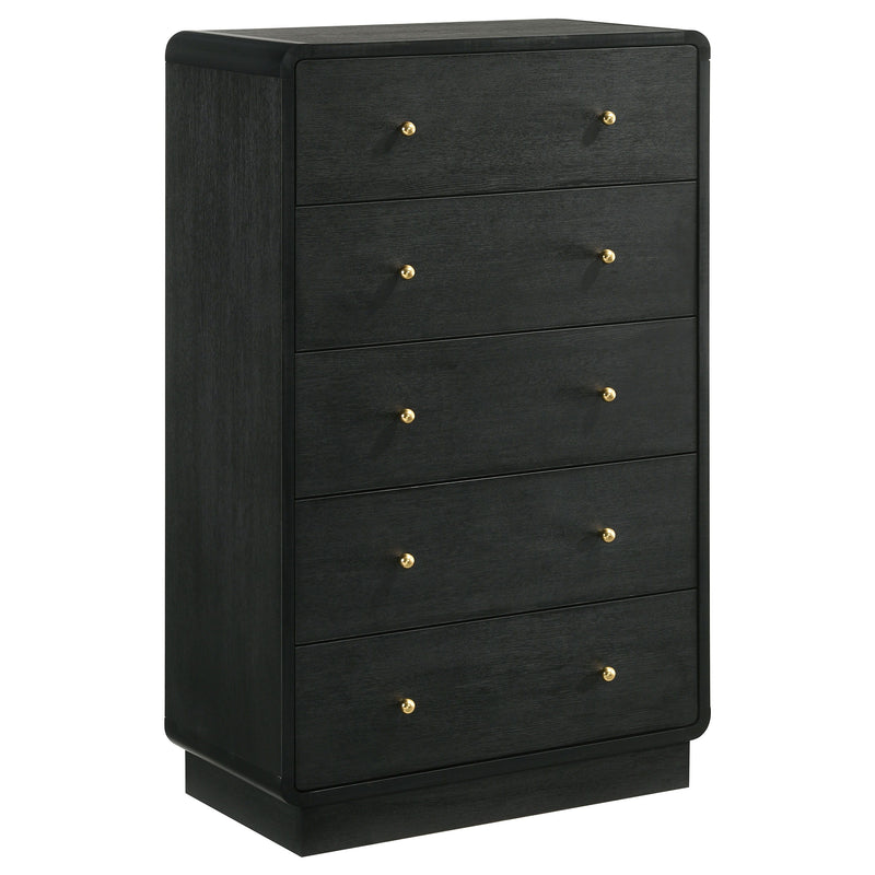 Cavelle - 5-Drawer Chest Of Drawers - Black - JaxCo Furniture