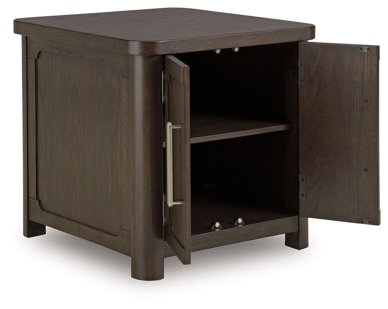 Breckington - Dark Brown - Rectangular 2-door End Table - JaxCo Furniture