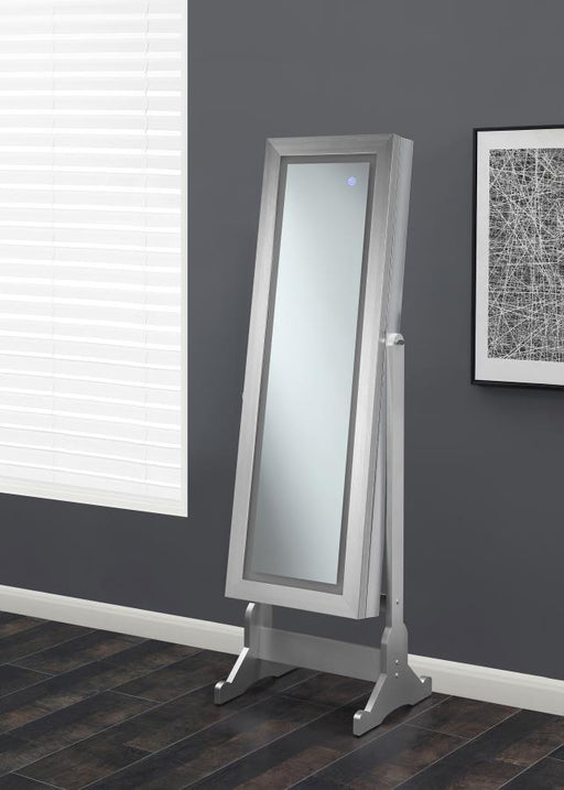Moore - Cheval Mirror With Jewelry Storage - Silver - JaxCo Furniture