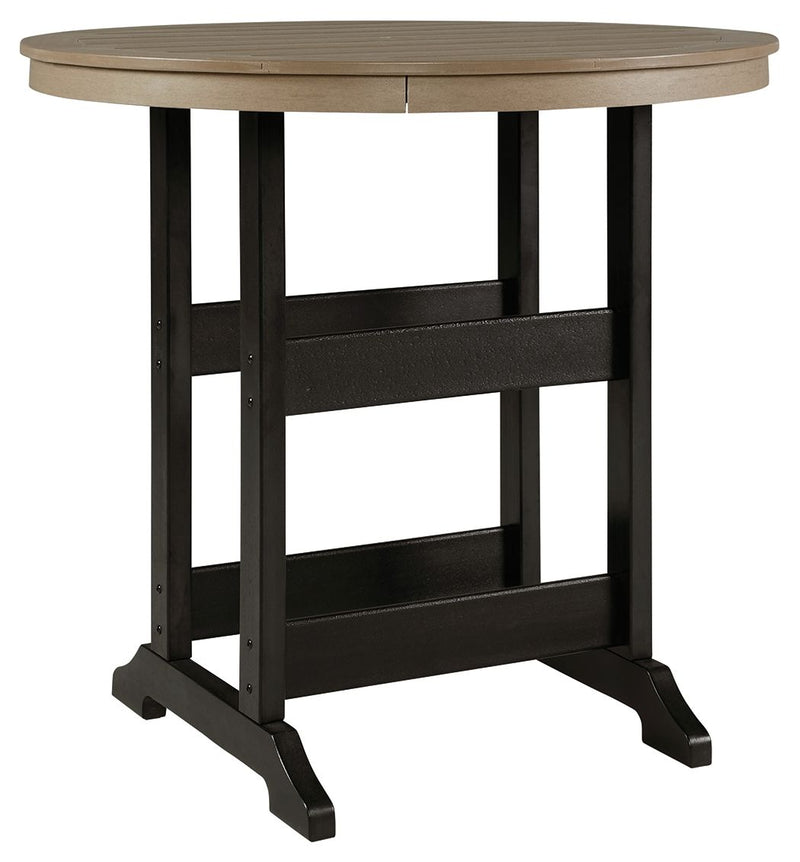 Fairen Trail - Black / Driftwood - Round Bar Table w/Umb OPT - JaxCo Furniture