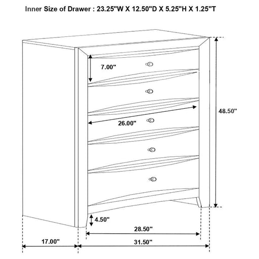 Briana - 5-Drawer Bedroom Chest - Black - JaxCo Furniture