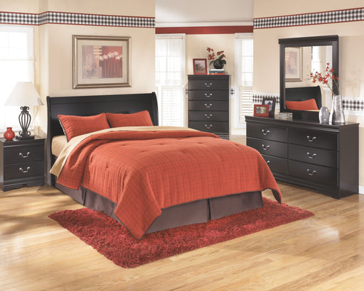 Huey - Black - Queen Sleigh Headboard - JaxCo Furniture