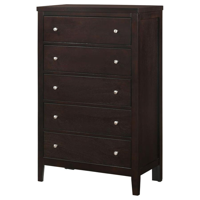 Carlton - 5-Drawer Bedroom Chest - Cappuccino - JaxCo Furniture