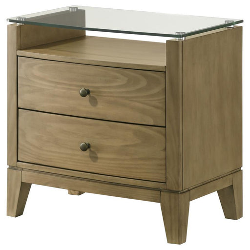 Granada - 2-Drawer Glass Top Nightstand - Natural Pine - JaxCo Furniture