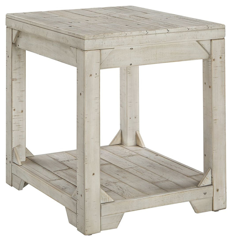 Fregine - Whitewash - Rectangular End Table - JaxCo Furniture