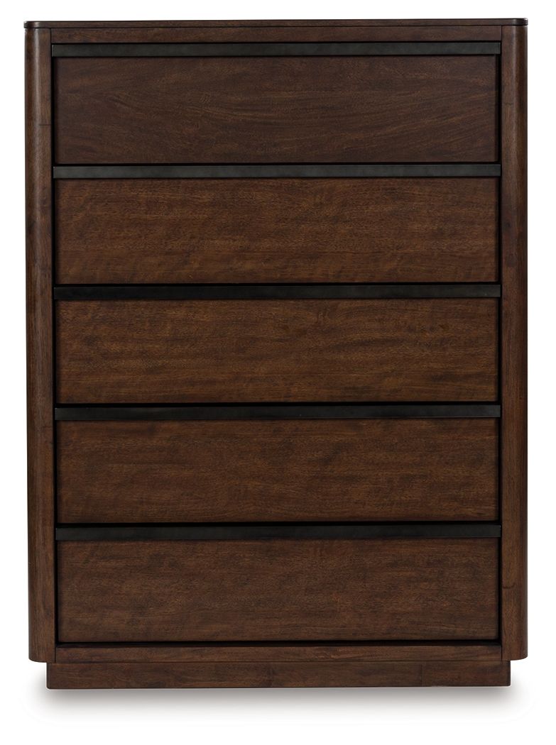 Dilenno - Dark Brown - Five Drawer Chest - JaxCo Furniture