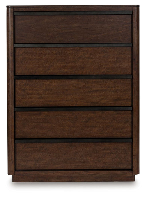 Dilenno - Dark Brown - Five Drawer Chest - JaxCo Furniture
