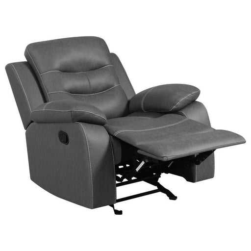 Nova - Upholstered Padded Arm Glider Recliner - Dark Gray - JaxCo Furniture