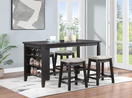 Elliston - 5 Piece Counter Height Dining Table Set - Dark Gray - JaxCo Furniture