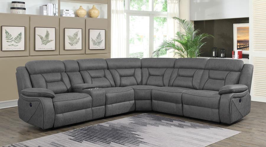 Higgins - Four-Piece Upholstered Power Sectional - JaxCo Furniture