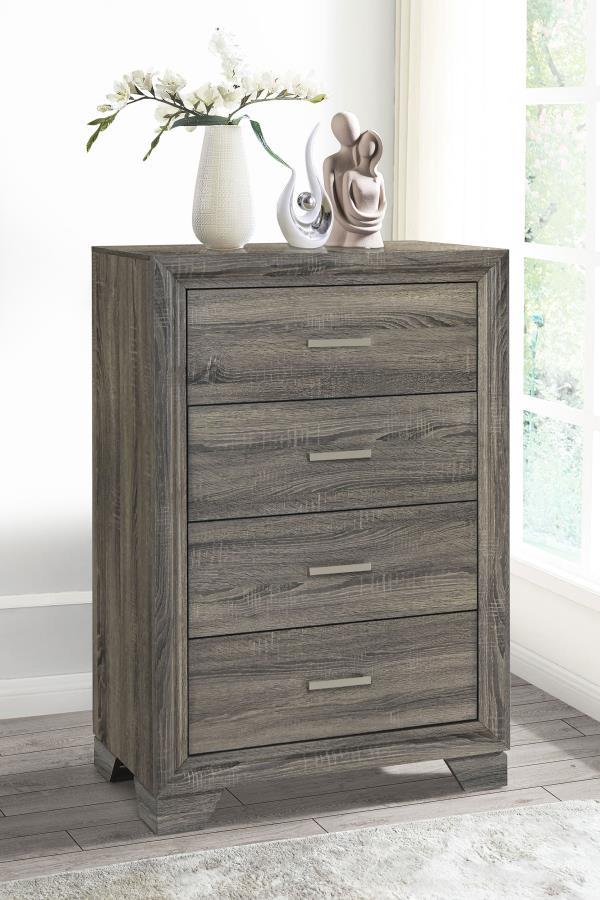 Wright - 4-Drawer Chest Of Drawers - Brown Oak - JaxCo Furniture