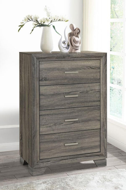 Wright - 4-Drawer Chest Of Drawers - Brown Oak - JaxCo Furniture