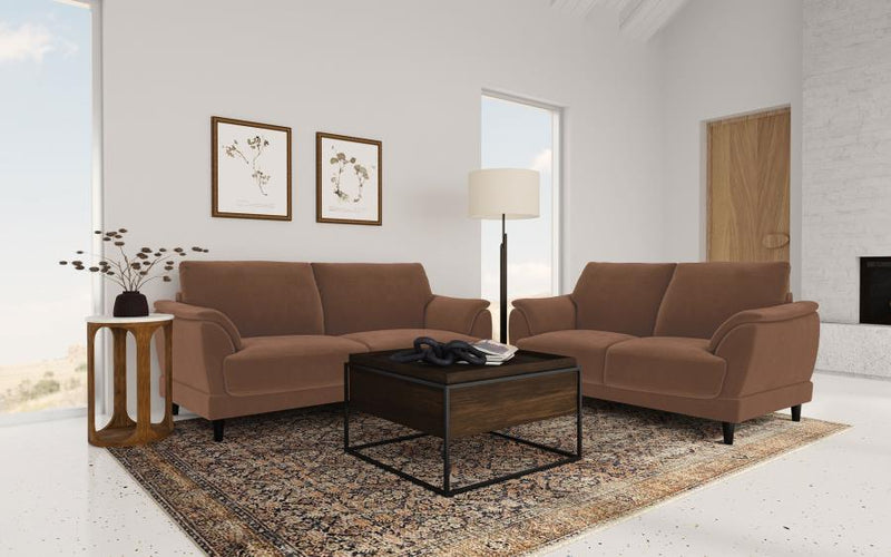 Selma - 2 Piece Velvet Upholstered Crescent Arm Sofa Set - Rust - JaxCo Furniture