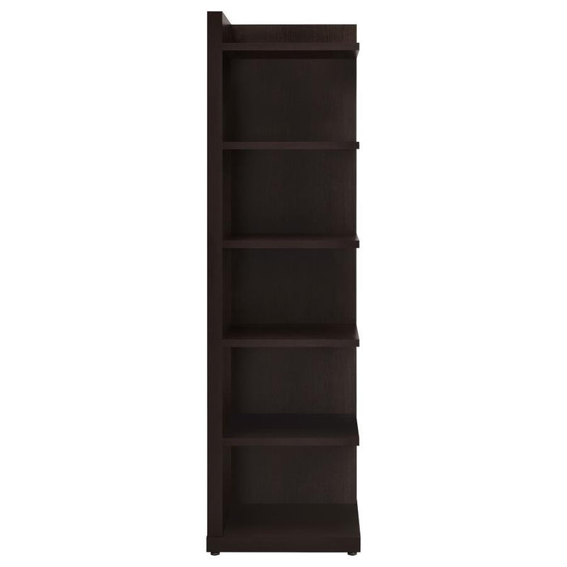 Alder - 6-Shelf Corner Bookcase - Cappuccino - JaxCo Furniture