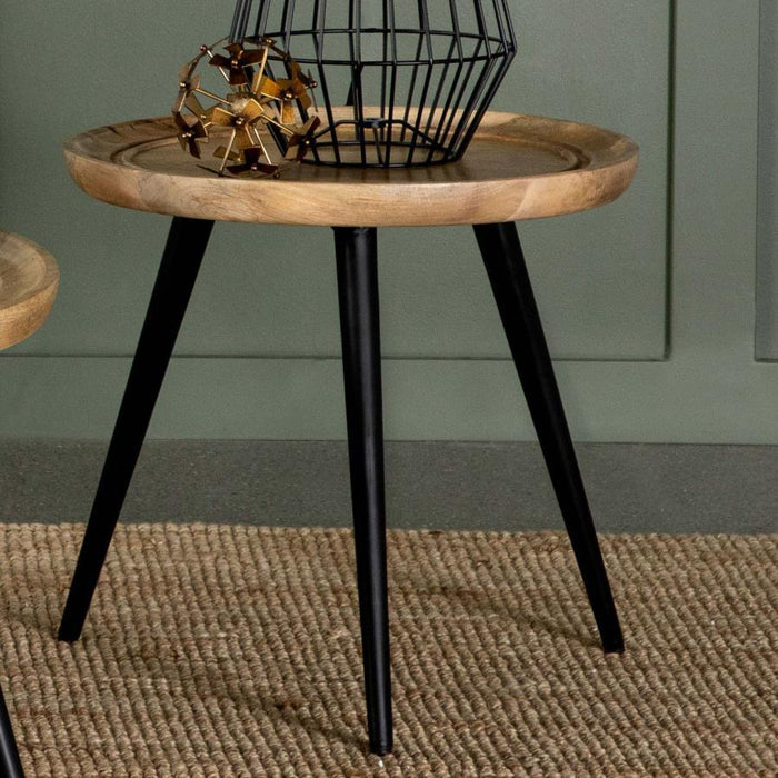 Zoe - Round Mango Wood Side End Table - Natural - JaxCo Furniture