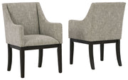 Burkhaus - Beige / Dark Brown - Dining UPH Arm Chair (Set of 2) - JaxCo Furniture