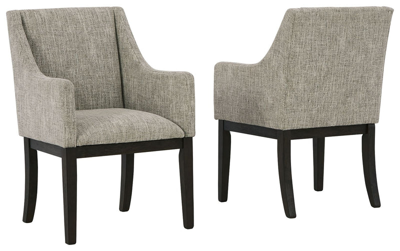 Burkhaus - Beige / Dark Brown - Dining UPH Arm Chair (Set of 2) - JaxCo Furniture