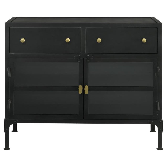 Sadler - 2-Drawer Metal Accent Storage Cabinet - Matte Black - JaxCo Furniture