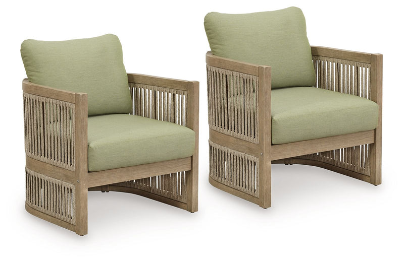 Serena Shores - Beige / Green - Lounge Chair With Cushion (Set of 2) - JaxCo Furniture