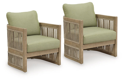 Serena Shores - Beige / Green - Lounge Chair With Cushion (Set of 2) - JaxCo Furniture
