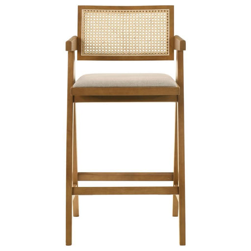 Kane - Woven Rattan Wood Bar Chair (Set of 2) - Light Walnut - JaxCo Furniture