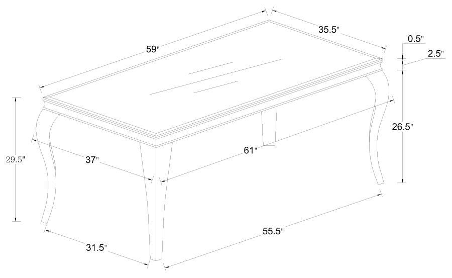 Carone - Rectangular Glass Top Dining Table - JaxCo Furniture