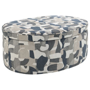 Tomkins - Oval Upholstered Storage Ottoman - Indigo Blue - JaxCo Furniture