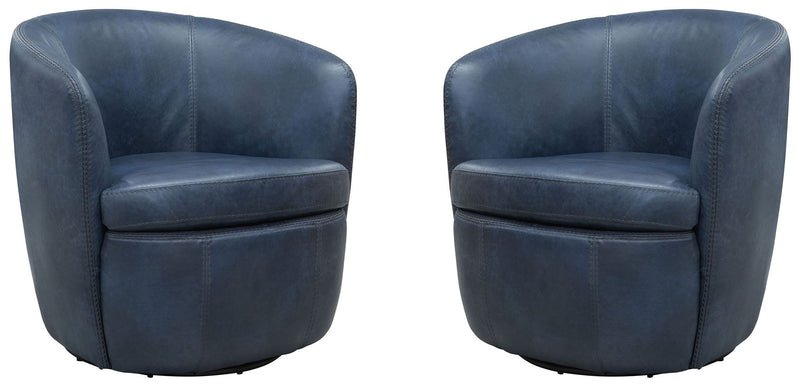 Barolo - 100% Italian Leather Swivel Club Chair (Set of 2) - JaxCo Furniture