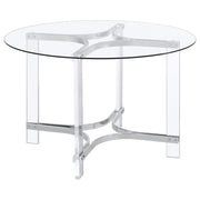Keeling - Round Glass Top Acrylic Dining Table - Chrome - JaxCo Furniture