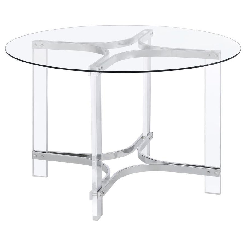 Keeling - Round Glass Top Acrylic Dining Table - Chrome - JaxCo Furniture