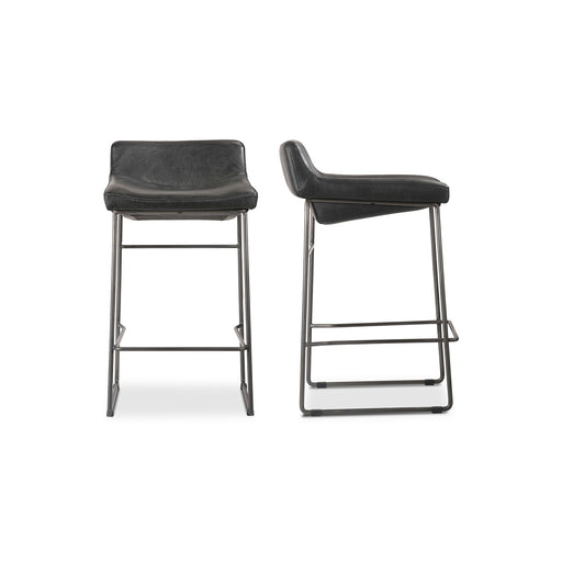 Starlet - Counter Stool Stool Leather (Set of 2) - Onyx Black - JaxCo Furniture