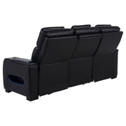 Zuma - Faux Leather Dual Power Reclining LED Sofa - Black - JaxCo Furniture