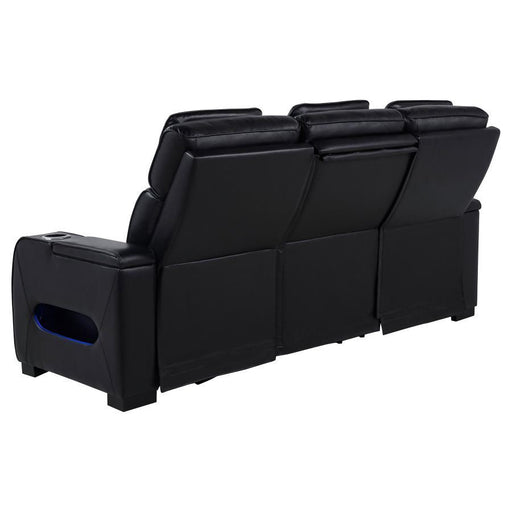 Zuma - Faux Leather Dual Power Reclining LED Sofa - Black - JaxCo Furniture