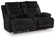 Rhine Falls - Onyx - Double Reclining Power Loveseat With Console - JaxCo Furniture