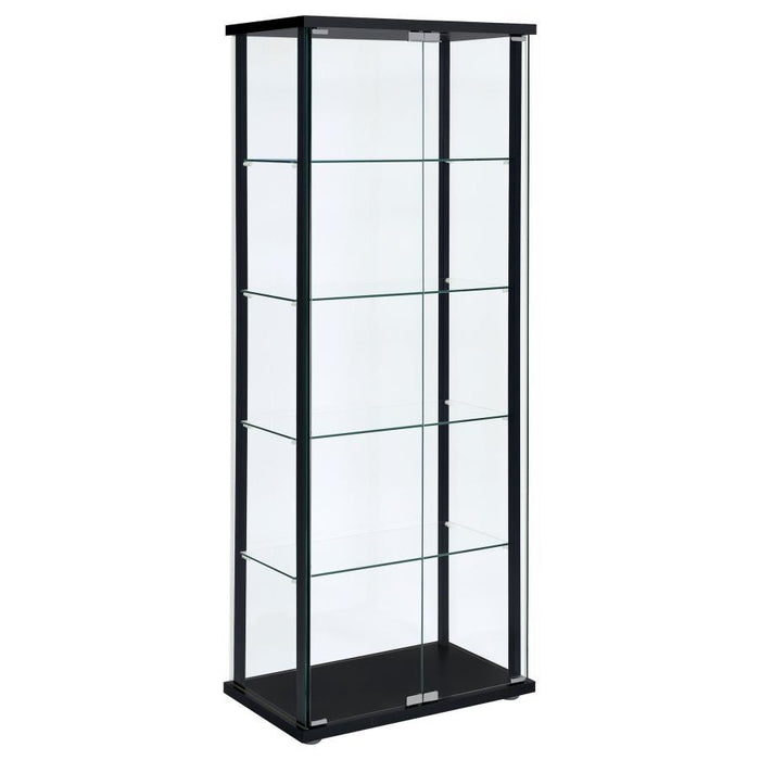 Delphinium - 5-Shelf Clear Glass Curio Display Cabinet - Black - JaxCo Furniture