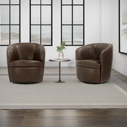 Barolo - 100% Italian Leather Swivel Club Chair (Set of 2) - JaxCo Furniture