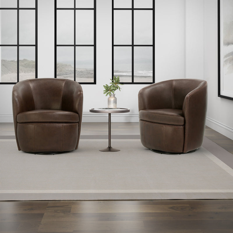 Barolo - 100% Italian Leather Swivel Club Chair (Set of 2) - JaxCo Furniture