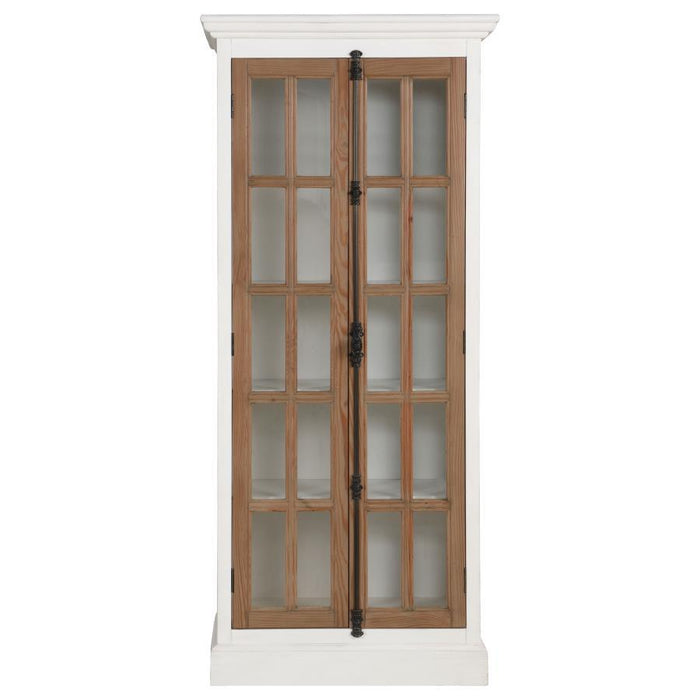 Tammi - 2 Door Wood Tall Cabinet Distressed White And Brown - Distressed White And Brown - JaxCo Furniture