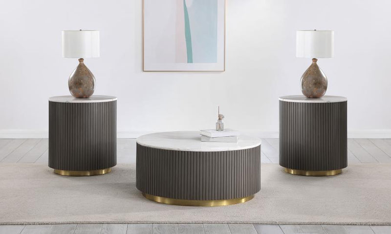 Jason - Round Marble Coffee Table Set - JaxCo Furniture