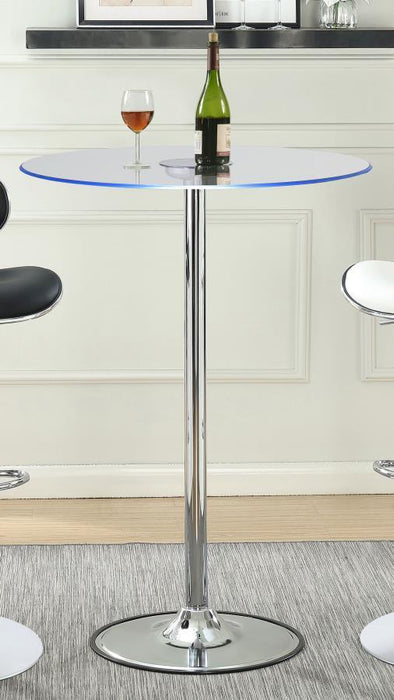 Thea - Round Glass Top LED Bistro Bar Table - Chrome - JaxCo Furniture