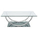 Danville - Rectangular U-Shaped Glass Top Coffee Table - Chrome - JaxCo Furniture