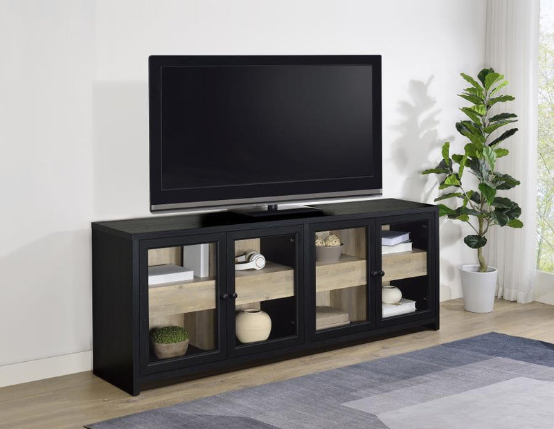 Denison - 79" 4-Door TV Stand Media Console - Black - JaxCo Furniture