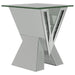 Taffeta - Glass Top Mirrored Acrylic End Table - Silver - JaxCo Furniture